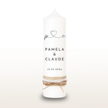 Lade das Bild in den Galerie-Viewer, Hochzeitskerze "Pamela" Herz verbunden Initialen  - personalisiert
