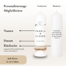 Charger l&#39;image dans la galerie, Hochzeitskerze &quot;Pamela&quot; Herz verbunden Initialen - personalisiert
