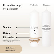 Lade das Bild in den Galerie-Viewer, Hochzeitskerze &quot;Sarina&quot; Mini Herz - personalisiert
