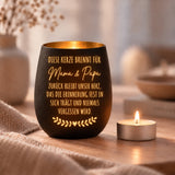 Trauerlicht aus Glas mit Gravur Herz mit Zweig – Ansicht 2