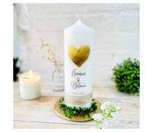 Load image into Gallery viewer, Wedding candle &quot;Katharina&quot; mini heart gold - personalised
