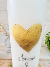 Load image into Gallery viewer, Wedding candle &quot;Katharina&quot; mini heart gold - personalised
