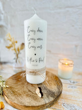 Load image into Gallery viewer, Wedding candle &quot;Kathie&quot; with saying &quot;eternally yours-eternally mine-eternally us&quot; - personalised
