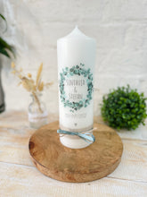 Load image into Gallery viewer, Wedding candle &quot;Petra&quot; wreath of leaves eucalyptus - personalised
