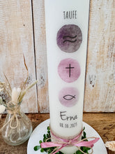 Load image into Gallery viewer, Communion candle &quot;Selma&quot; Christian symbols - personalised
