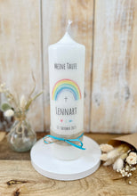 Load image into Gallery viewer, Baptism candle / confirmation candle &quot;Rune&quot; rainbow colorful pastel - personalised
