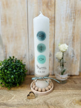 Load image into Gallery viewer, Communion candle “Leander” Christian symbols - personalised
