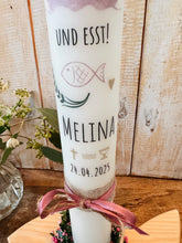 Charger l&#39;image dans la galerie, Kommunionkerze &quot; Kommt her und esst-Melina&quot; - personalisiert
