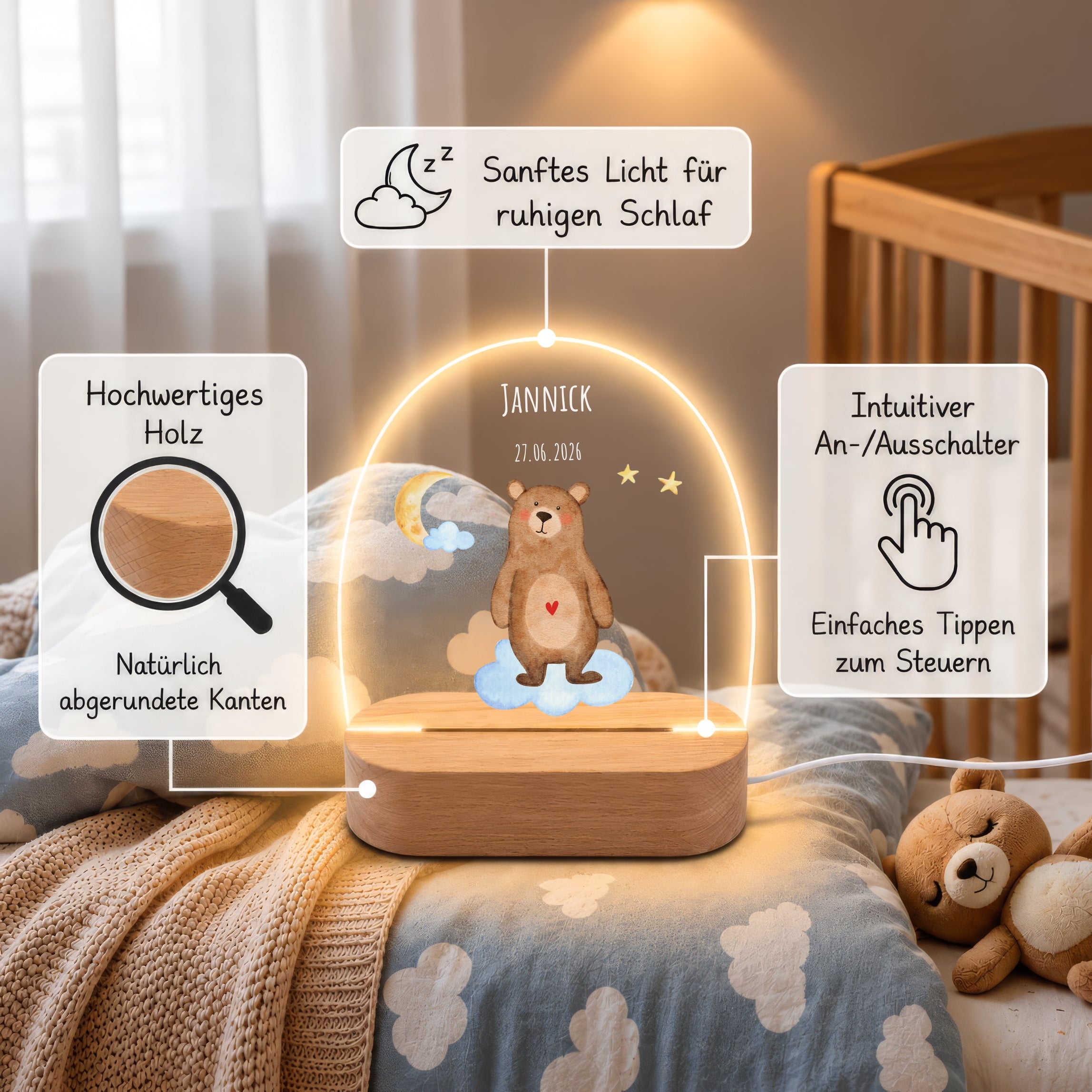LED-Nachtlicht für Kinder mit Motiv Bär – Ansicht 6