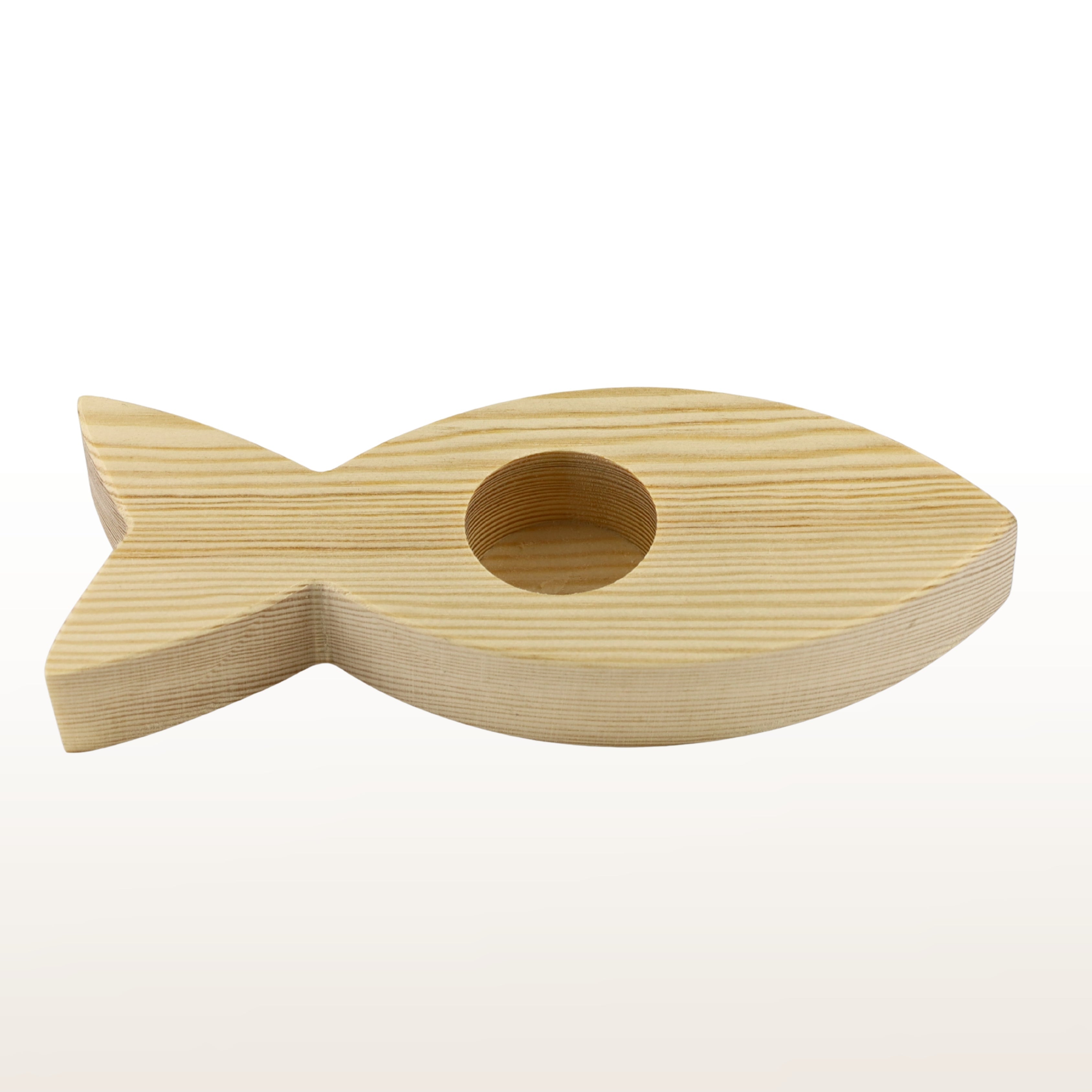 Kerzenuntersetzer aus Holz Kiefer -  4 cm Durchmesser Ständer für Taufkerze, Kommunionkerze