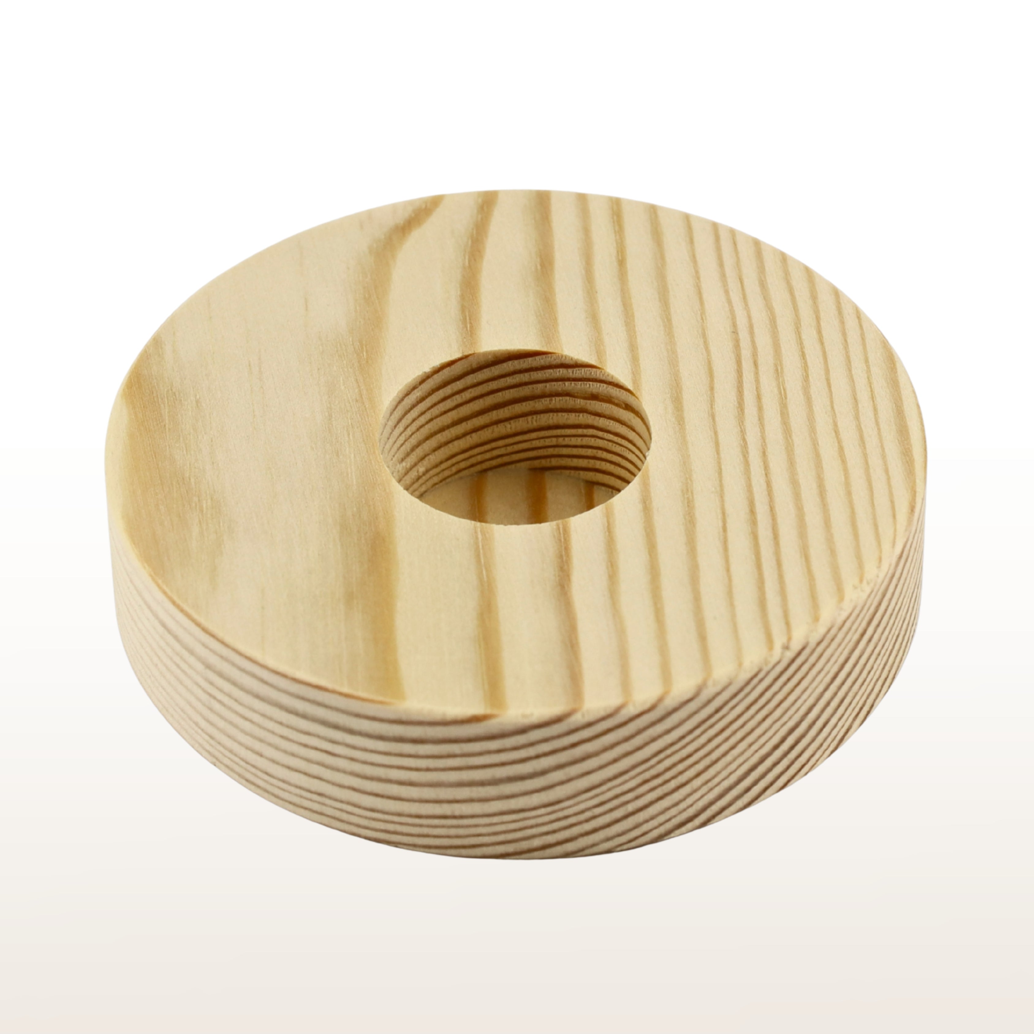 Kerzenuntersetzer aus Holz Kiefer -  4 cm Durchmesser Ständer für Taufkerze, Kommunionkerze