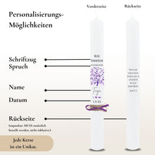 Load image into Gallery viewer, Kommunionkerze Lebensbaum Symbole rosa – Ansicht 3
