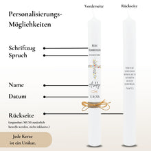 Load image into Gallery viewer, Kommunionkerze Lebensbaum Symbole rosa – Ansicht 3
