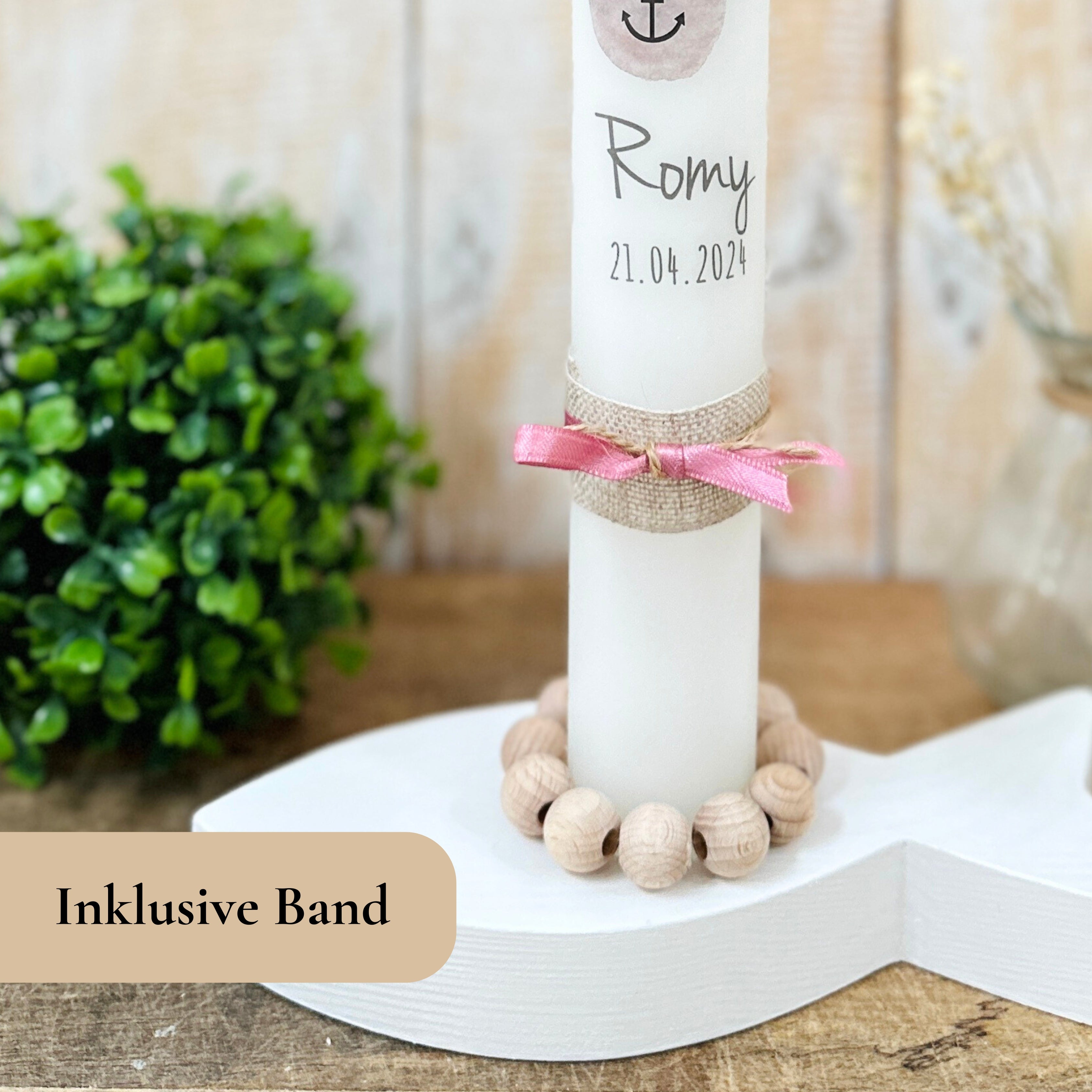 Kommunionkerze Symbole rosa – Ansicht 4