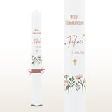 Kommunionkerze Wildblumen rosa, personalisiert