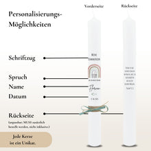 Load image into Gallery viewer, Kommunionkerze Lebensbaum Symbole rosa – Ansicht 3
