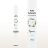 Kommunionkerze Eukalyptus gold, personalisiert