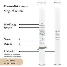 Load image into Gallery viewer, Kommunionkerze Lebensbaum Symbole grün – Ansicht 3
