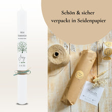 Load image into Gallery viewer, Kommunionkerze Lebensbaum Symbole grün – Ansicht 7
