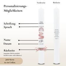Lade das Bild in den Galerie-Viewer, Kommunionkerze &quot;Käthe &quot; Eukalyptus Regenbogen - personalisiert
