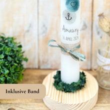 Load image into Gallery viewer, Kommunionkerze Symbole blau – Ansicht 4
