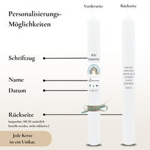 Load image into Gallery viewer, Kommunionkerze Regenbogen Sterne blau – Ansicht 3
