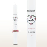 Kommunionkerze Pfingstrosen rosa, personalisiert