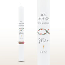 Lade das Bild in den Galerie-Viewer, Kommunionkerze &quot;Malea&quot; - personalisiert
