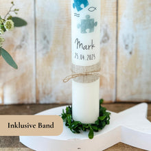 Lade das Bild in den Galerie-Viewer, Kommunionkerze &quot;Mark&quot; - personalisiert
