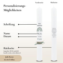 Lade das Bild in den Galerie-Viewer, Kommunionkerze &quot;Marlin&quot; Eukalyptus Regenbogen - personalisiert
