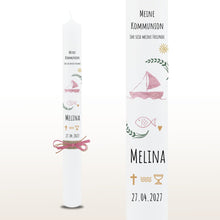 Lade das Bild in den Galerie-Viewer, Kommunionkerze &quot;Melina&quot; - personalisiert
