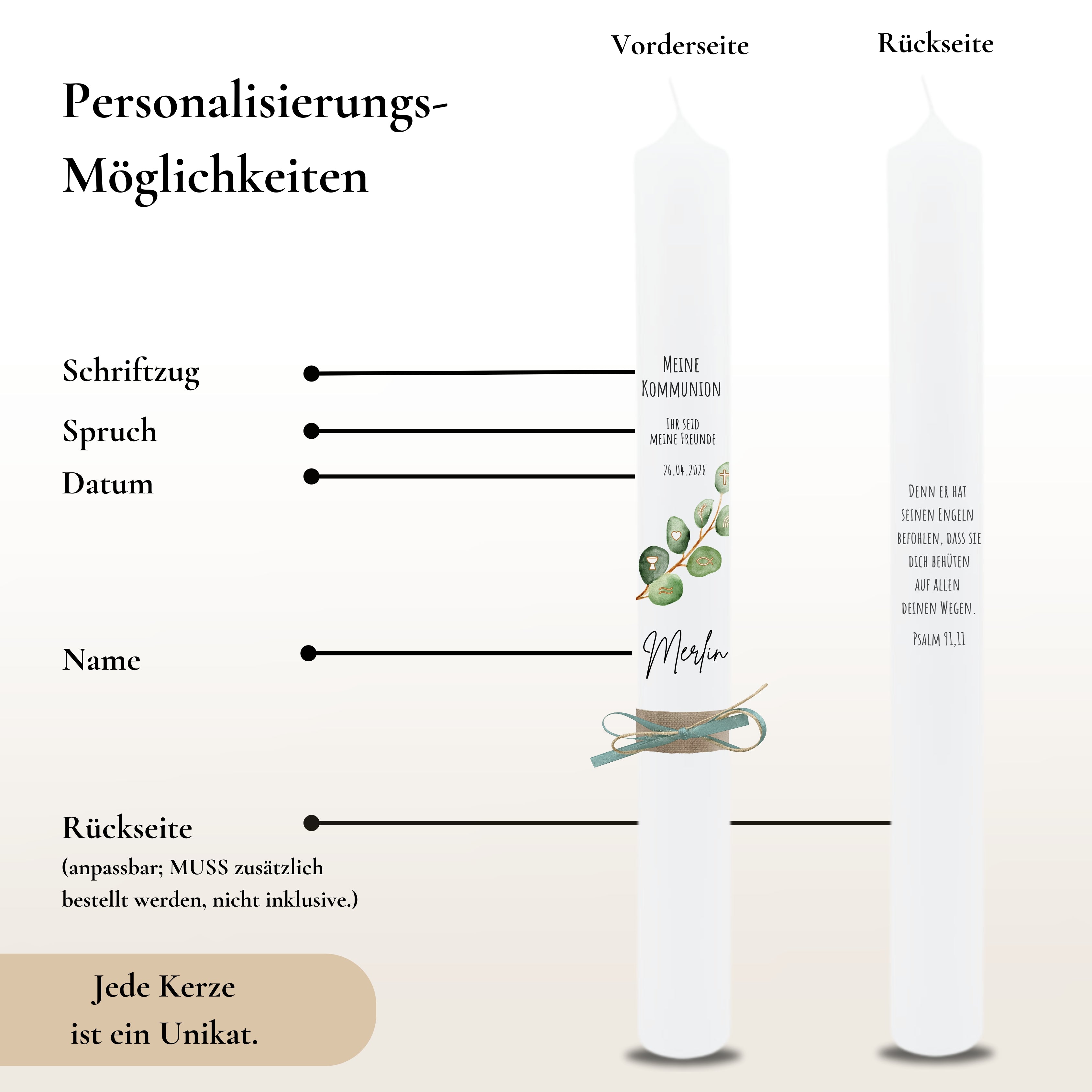 Kommunionkerze Eukalyptuszweig Eukalyptus – Ansicht 3