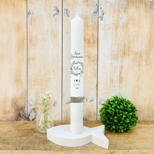 Lade das Bild in den Galerie-Viewer, Kommunionkerze &quot;Penelope&quot; Blumenkranz - personalisiert
