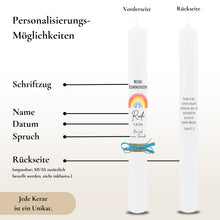 Load image into Gallery viewer, Kommunionkerze Regenbogen grau – Ansicht 3
