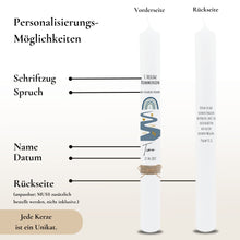 Lade das Bild in den Galerie-Viewer, Kommunionkerze &quot;Timo &quot; Eukalyptus Regenbogen - personalisiert
