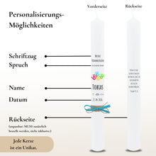 Load image into Gallery viewer, Kommunionkerze Lebensbaum Symbole rosa – Ansicht 3
