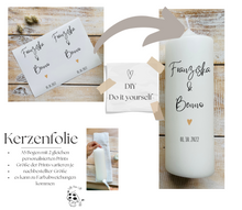 Load image into Gallery viewer, Kerzenfolie &quot;Franziska-Folie&quot; * Hochzeitskerze * - Kerzensticker personalisiert DIY
