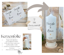 Load image into Gallery viewer, Kerzenfolie &quot;Franziska-Folie&quot; * Hochzeitskerze * - Kerzensticker personalisiert DIY
