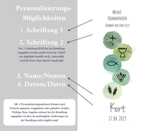 Lade das Bild in den Galerie-Viewer, Kerzenfolie &quot;Kort - Kommt her und esst&quot; * Kommunionkerze | Taufkerze | Konfirmationskerze * - Kerzensticker personalisiert DIY

