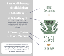 Charger l&#39;image dans la galerie, Kommunionkerze &quot; Kommt her und esst-Siggi&quot; - personalisiert
