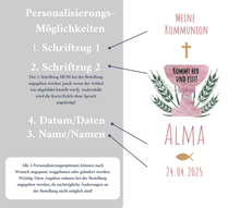 Lade das Bild in den Galerie-Viewer, Kommunionkerze &quot; Kommt her und esst-Helma&quot; - personalisiert
