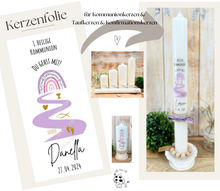 Charger l&#39;image dans la galerie, Kerzenfolie *Du gehst mit* Regenbogen &quot;Danella&quot; * Kommunionkerze | Taufkerze | Konfirmationskerze * - Kerzensticker personalisiert DIY
