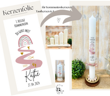 Charger l&#39;image dans la galerie, Kerzenfolie *Du gehst mit* Regenbogen &quot;Käthe&quot; * Kommunionkerze | Taufkerze | Konfirmationskerze * - Kerzensticker personalisiert DIY
