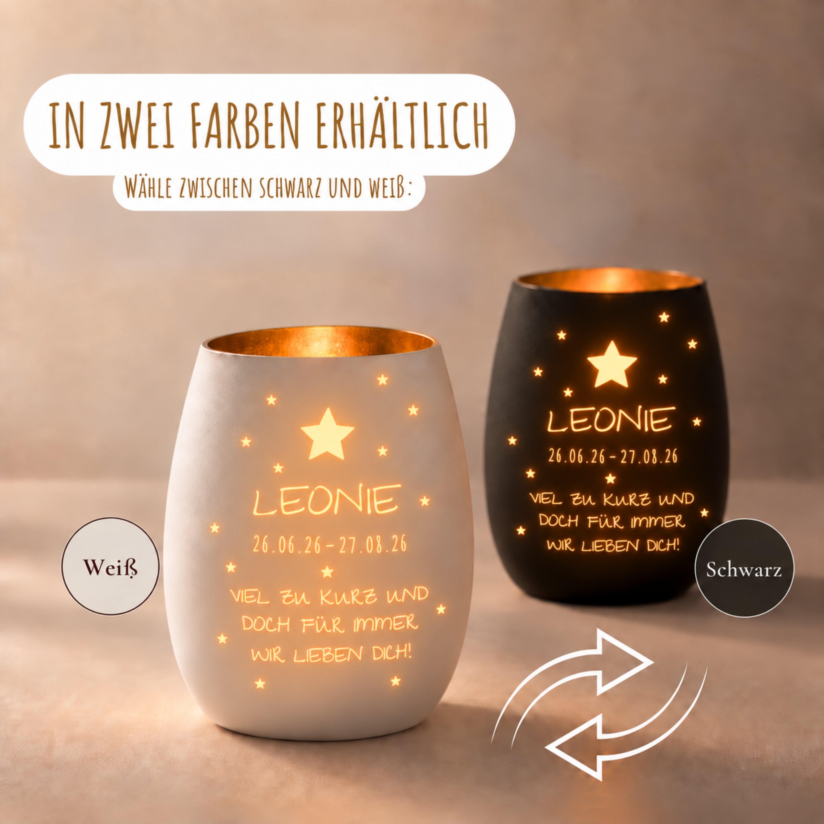 Trauerlicht aus Glas mit Gravur Sternenkind – Ansicht 5