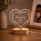 LED-Nachtlicht in Herzform mit Motiv Blumenherz, personalisiert