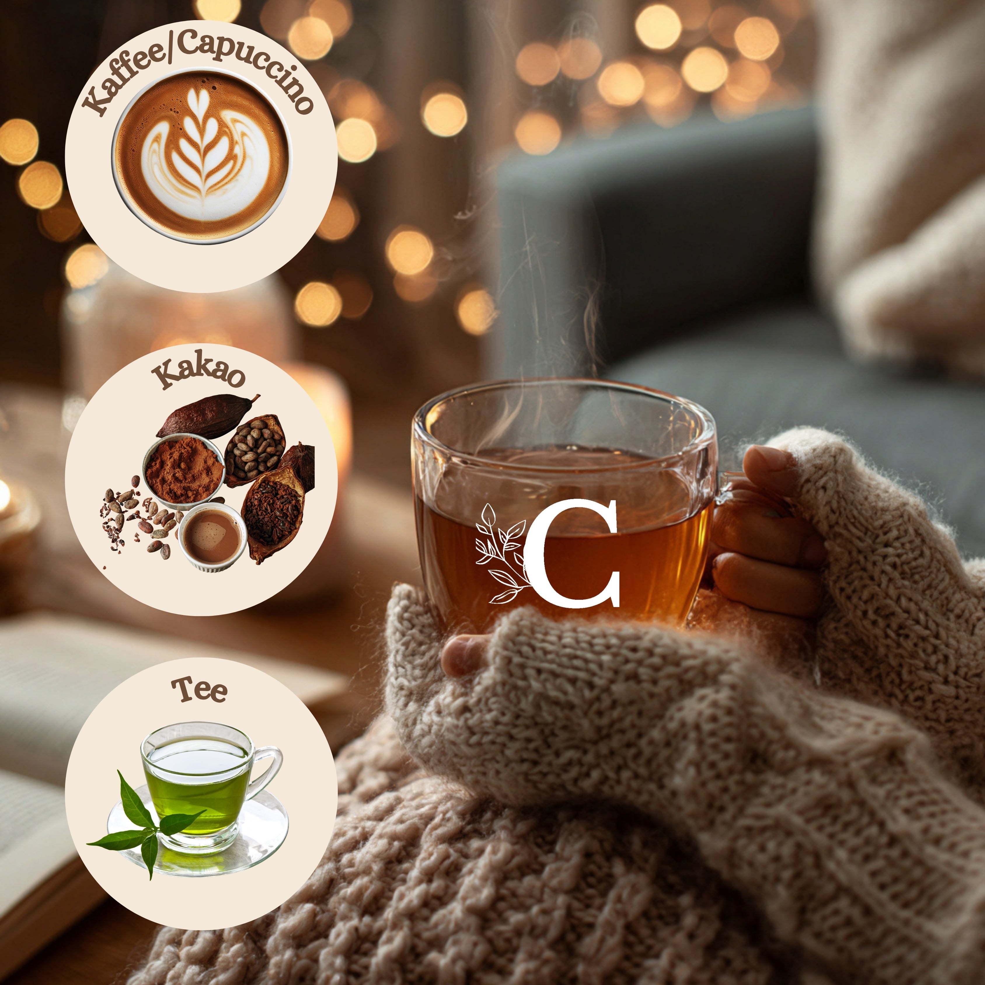 Glastasse mit Gravur Monogramm – Ansicht 4