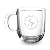 Glastasse mit Gravur, personalisiert mit Namen