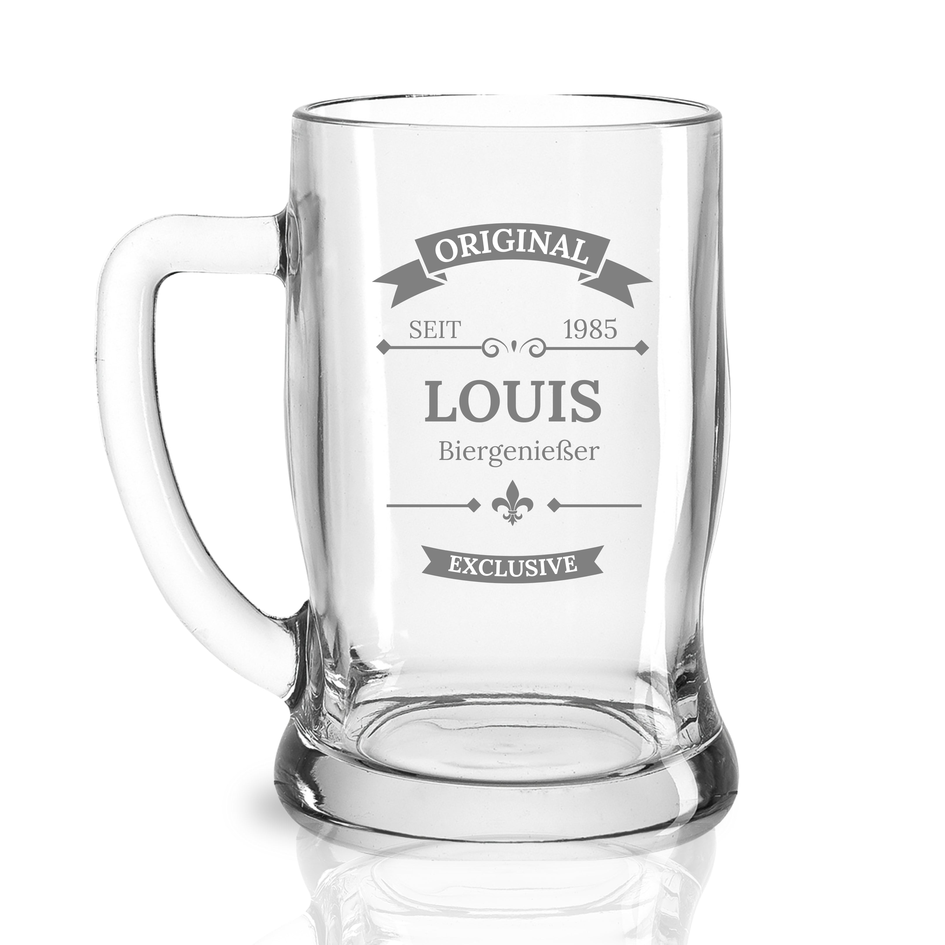 Bierkrug LEONARDO TAVERNA mit Gravur Oldschool, personalisiert mit dem Namen