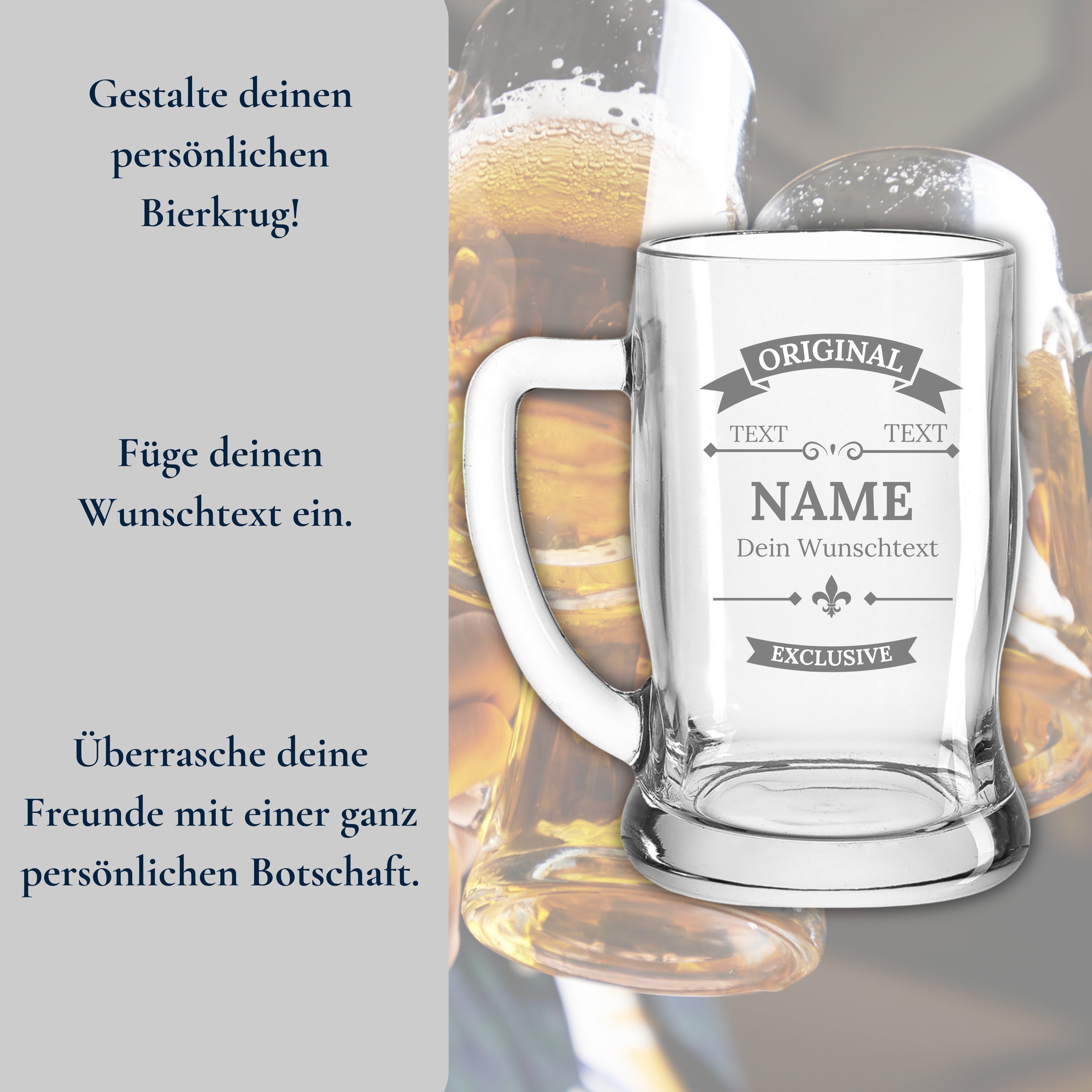 Bierkrug LEONARDO TAVERNA mit Gravur Oldschool – Ansicht 3