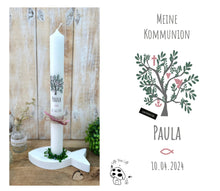 Lade das Bild in den Galerie-Viewer, Kommunionkerze &quot;Mia&quot; Lebensbaum - personalisiert
